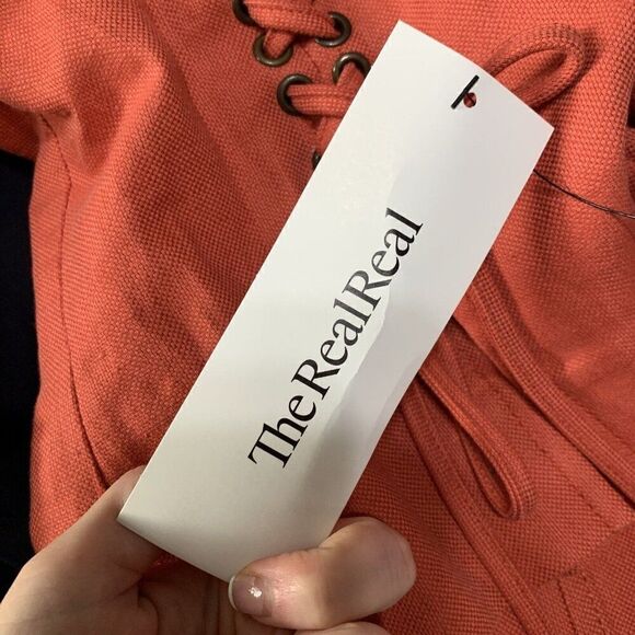 Valentino Roma Authentic Solid Red Orange Linen Lace Up Blazer Jacket 40 4 Small - Picture 9 of 9